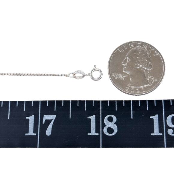 Box Chain Necklace | Italian Vintage Sterling Silver 925 | 18" - Picture 3 of 4